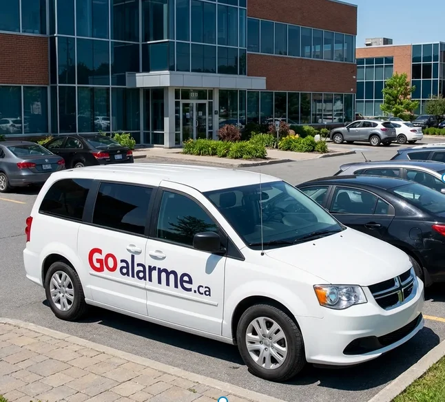 Camion de service GOalarme pour installation de sécurité à Montréal